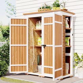 Video Provided TOPMAX Outdoor 5.5ft Hx4.1ft L Wood Storage Shed, Garden Tool Cabinet With Waterpro