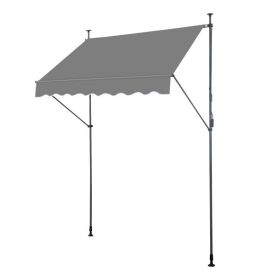 200x120x200-300cm Grey, Support Canopy, Polyester Fabric, Aluminum-iron Frame, Retractable