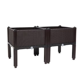 2PCS Brown Free Splicing Injection Molded Planter Box