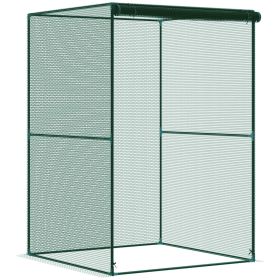 Outsunny 4' X 4' Crop Cage, Plant Protection Tent With Zippered Doors For Vegetable Garden, Backyard