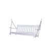 Outdoor White 2 Person Porch Swing is made of durable solid hardwood and holds up to 450 lbs;