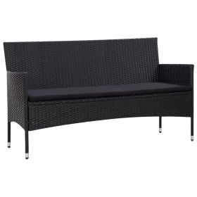 4 Piece Patio Lounge Set With Cushions Poly Rattan Black