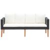 2-Seater Patio Sofa with Cushions Poly Rattan Black