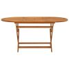 Folding Patio Table 63"x33.5"x29.5" Solid Eucalyptus Wood
