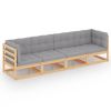 4-Seater Patio Sofa with Cushions Solid Wood Pine