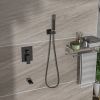 Shower System with Waterfall Tub Spout,12 Inch Ceiling Mount Square Shower System with Rough-in Valve, Oil Rubber Bronze