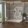 Shower System with Waterfall Tub Spout,12 Inch Ceiling Mount Square Shower System with Rough-in Valve, Oil Rubber Bronze
