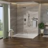 Shower System with Waterfall Tub Spout,10 Inch Wall Mounted Square Shower System with Rough-in Valve,Matte black