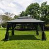 13x10 Outdoor Patio Gazebo Canopy Tent With Ventilated Double Roof And Mosquito net(Detachable Mesh Screen On All Sides),Suitable for Lawn, Garden