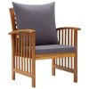 4 Piece Patio Lounge Set with Cushions Solid Acacia Wood