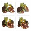 [only for pickup with a prepaid label]Garden Statue Cute Frog Face Turtles Figurines,Solar Powered Resin Animal Sculpture with 3 Led Lights for Patio