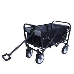 Minimeetall Strap Collapsible Foldable Wagon Cart With Strapping System, Beach Wagon , Utility Cart , Utility Wagon Grocery Cart For Camping Shop (Color: Black)
