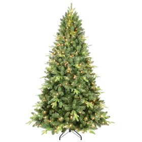 5ft PE PVC Mixed Tree Hinged Green Tree Christmas With Lights Fireproof Artificial Christmas Tree (Color: Green)