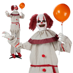 5.7ft Red Eyes, Voice Control, Joker And Balloon, Halloween Standing Decoration Outdoor (Option: as picture)