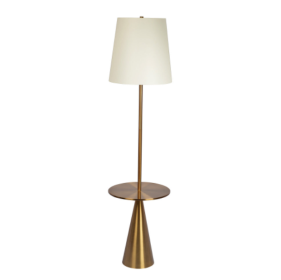 Celestial Modern Floor Lamp With Brass Accent Table With Large White Shade (Option: Clear)