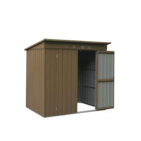Outdoor Storage Shed 6x4 FT, Metal Tool Sheds Storage House With Lockable Double Door, Large Bike Shed Waterproof For Garden, Backyard, Lawn (Color: Brown)