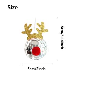 5 Pcs Christmas Silver Disco Mirror Ball With Rope Reflective Mirror Ball Hanging Bright Elk Horns Xmas Ball Ornament For Christmas Tree Birthday (Option: W13666524)