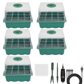 5Packs Seed Starter Tray With Grow Light Humidity Dome Germination Kit With 5-Level Brightness 4 Timers For Indoor Greenhouse (Option: PP)