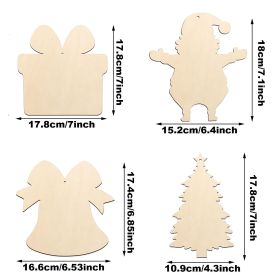 20PCS--40PCS Unfinished Paintable Blank Wooden Christmas Festival Decoration Ornaments 5 Designs Xmas Tree Hanging Wood Slices DIY Art Crafts For (Option: W13617744)