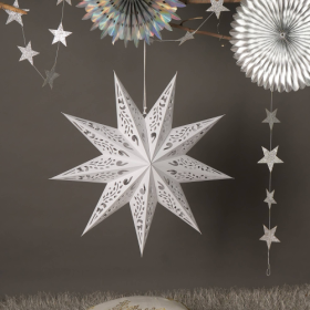 Handmade Paper Star 60 Cm Dia- White-Festive (Color: White)