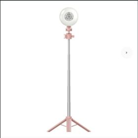 SANSI Portable Rechargeable Fill Light, 8.6W Selfie & Video Light With 9 Color Temperatures & 5 Brightness Levels For Phone, Camera, Laptop, Makeup, V (Option: HeightAdjusted StandPink)