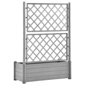 vidaXL Garden Planter with Trellis 100x43x142 cm PP Stone Grey (Option: as picture)