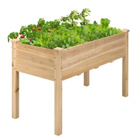 Wooden Raised Vegetable Garden Bed Elevated Grow Vegetable Planter (Color: Natural)