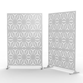 6.5 ft. H x 4 ft. W Laser Cut Metal Privacy Screen;  24"*48"*3 panels (Material: Galvanized steel, Color: White)