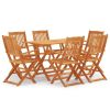 7 Piece Folding Patio Dining Set Solid Eucalyptus Wood