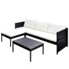 3 Piece Patio Lounge Set with Cushions Poly Rattan Black