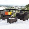4 Pieces Comfortable Outdoor Rattan Sofa Set with Table