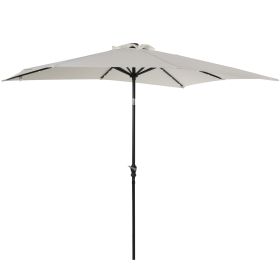 9 X 7 Ft Patio Umbrella Outdoor Table Market With Crank Solar LED Lights Tilt Button For Deck Pool White (Color: White)
