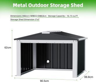 Gold Frame Steel Outdoor Storage Shed (Color: Brown)